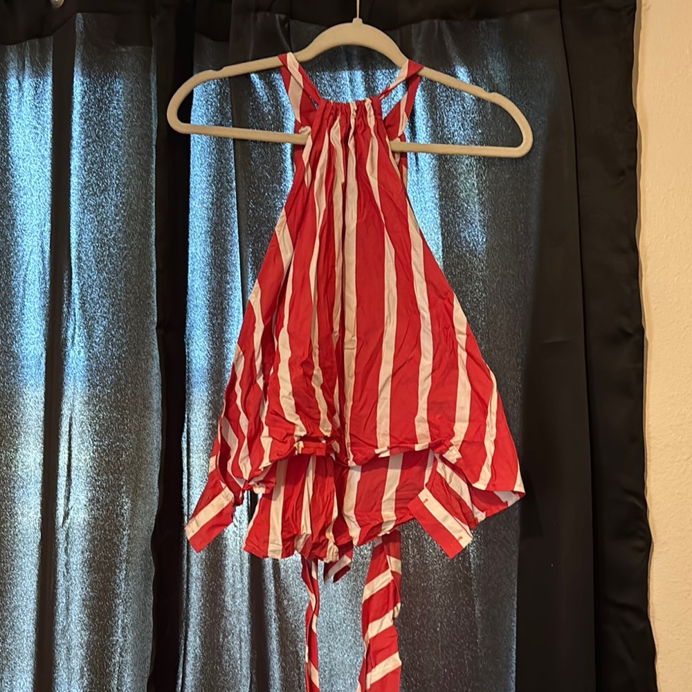 TRINA TURK Red and White Striped Kids One Piece